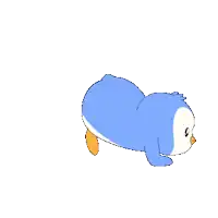 a penguin is running with smoke coming out of its butt