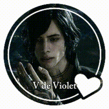 a man with long hair is in a circle with the words v de violet written on it