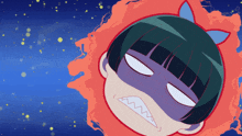 a cartoon drawing of a girl with a very angry face