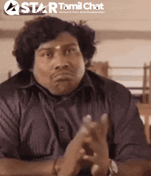 a star tamil chat advertisement with a man making a funny face