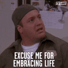 a man says excuse me for embracing life in a tv land ad