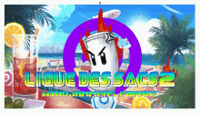 an advertisement for ligue des sacs 2 shows a can with blood dripping from it