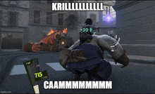 a screenshot of a video game with a caption that says krilll