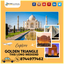 an advertisement for golden triangle this long weekend with a phone number