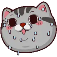 a cartoon drawing of a cat with sweat coming out of its nose