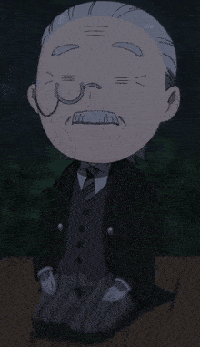 a cartoon drawing of a man in a suit and tie with his mouth open