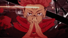 a close up of a cartoon character with red hair and a red scarf on