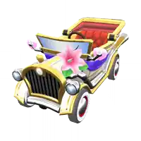 a cartoon car with a flower on the front