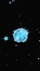 a painting of a blue flower with a star in the middle
