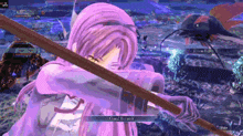 a video game screen shows a girl holding a sword and the words great phoenix