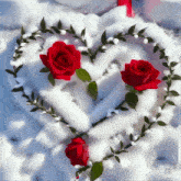 сердце снег розы зима GIF - сердце снег розы зима GIFs