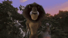 a close up of a cartoon lion with its mouth open and the words `` hi there '' .