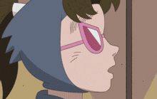 a close up of a cartoon character 's face with sunglasses on