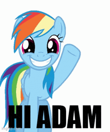 a rainbow dash from my little pony is smiling and waving