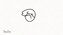 a black and white drawing of a person 's face with a circle around it on a white background .