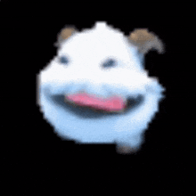 a pixel art of a sheep with its tongue out .
