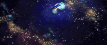 a jellyfish is flying through a galaxy in space