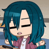 a cartoon of a girl with blue hair and a star in her hair