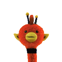 a stuffed animal with a yellow beak and ears