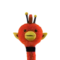a stuffed animal with a yellow beak and ears