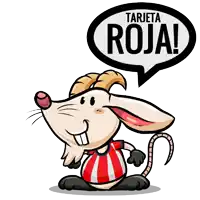 a cartoon mouse with a speech bubble that says " tarjeta roja "