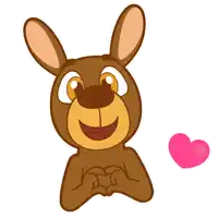 a cartoon kangaroo making a heart shape with his hands