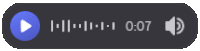 a gray button with a blue play button and a sound icon