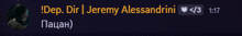 a screenshot of jeremy alessandrini 's profile on a dark background