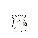a cartoon bear is holding a cup of coffee .
