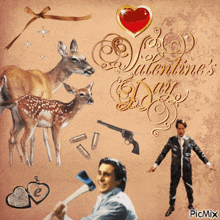 a valentine 's day greeting card with a man holding an axe