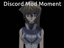 a picture of a robot and a girl with the words discord mod moment