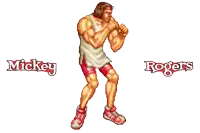 a pixel art of mickey rogers standing in a boxing stance