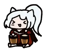 a cartoon drawing of a girl with white hair