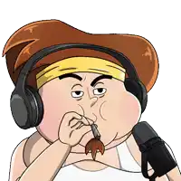 a cartoon character wearing headphones smoking a cigarette