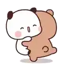 a panda bear is hugging a brown teddy bear .
