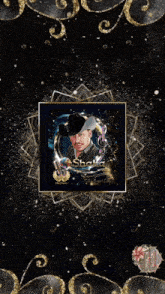 a picture of a man in a cowboy hat with the name shah on the bottom right
