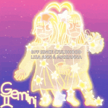 a drawing of two girls with the word gemini on the bottom right
