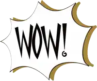 a speech bubble with the word wow written inside