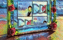 a framed picture of a man with the words " the red growth blueprint " on it