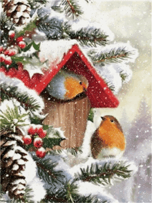 Birds Snow GIF - Birds Snow Christmas GIFs