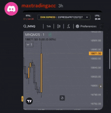 a screenshot of a trading app with the name maxtradingacc on it