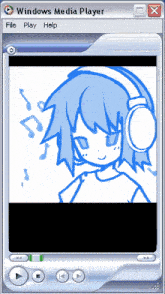 a drawing of a girl wearing headphones is displayed on a windows media player