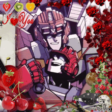 a picture of a robot with the words " i love you " on the bottom