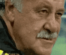a man with a mustache looks at the camera