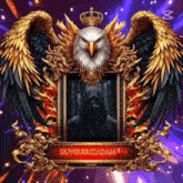 a picture of a bald eagle with a crown and the name duygusuzadam on the bottom