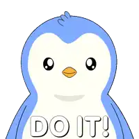 a blue and white penguin with the words do it written on it