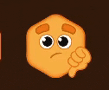 a cartoon smiley face is giving the thumbs down sign .