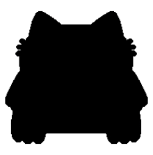 a pixel art drawing of a cat 's back with a black outline