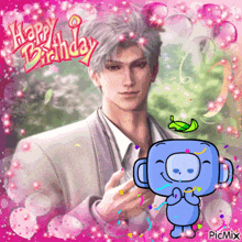 a picture of a man with the words happy birthday on the top