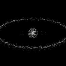 a black background with a circle of white dots around it